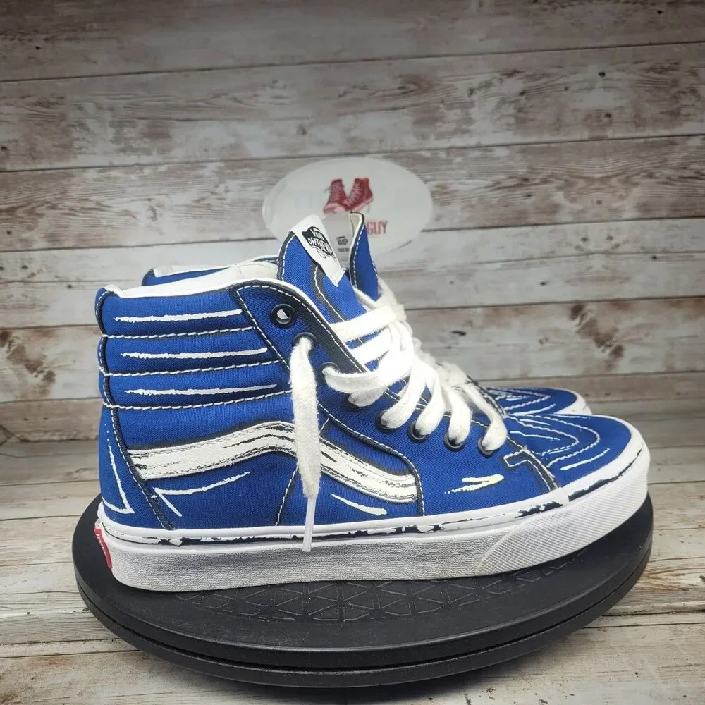 Vans Sk8-Hi Sneakers Men Size 6/ Women's Size 7.5 Blue White Skateboarding Shoes